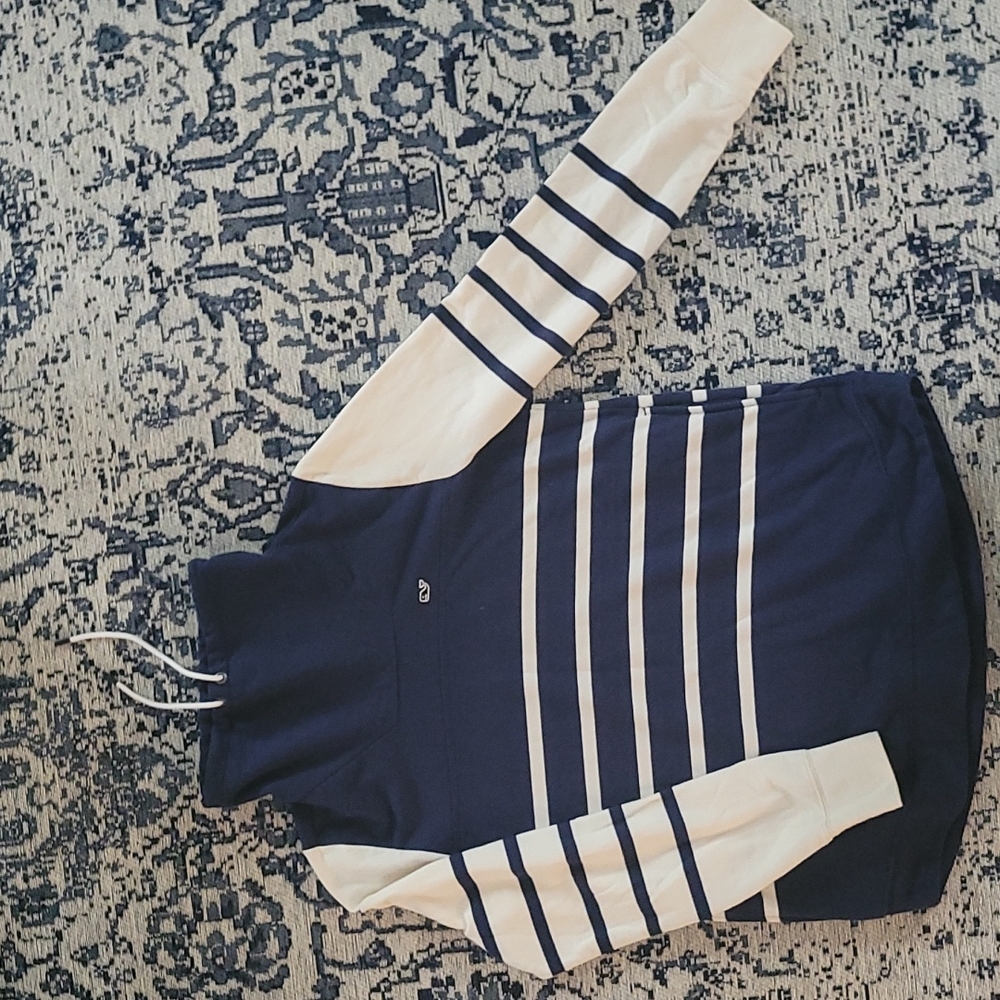 Vineyard Vines Navy and White Striped Cowl Turtleneck Sweater